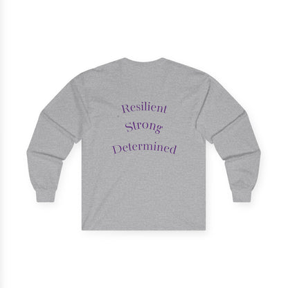 Long Sleeve Tee — Gradient Knot Logo & 'Resilient Strong Determined' Back - S & M Design Studios