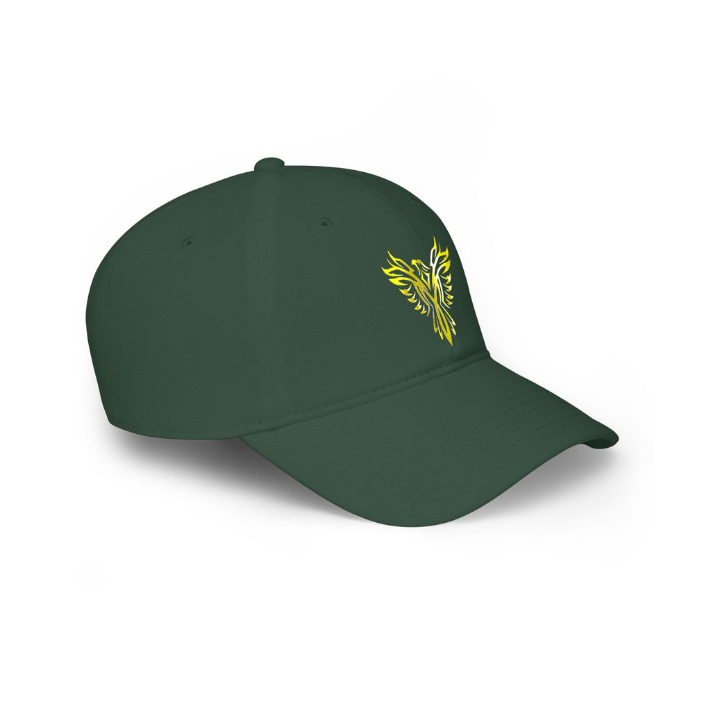 Phoenix Emblem Low Profile Baseball Cap — Yellow Tribal Phoenix Hat - S & M Design Studios
