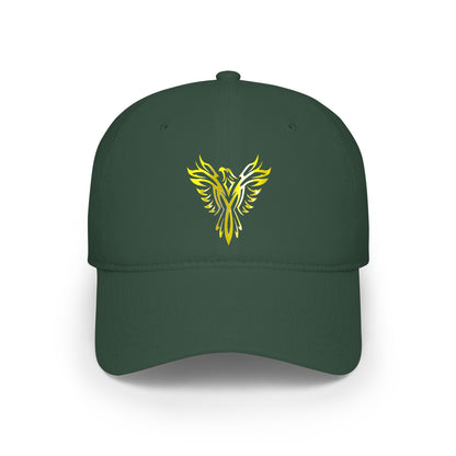 Phoenix Emblem Low Profile Baseball Cap — Yellow Tribal Phoenix Hat - S & M Design Studios