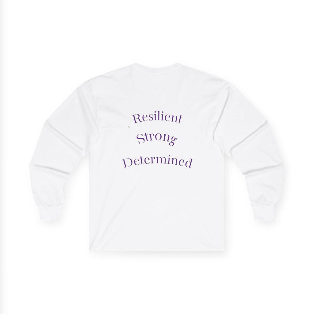 Long Sleeve Tee — Gradient Knot Logo & 'Resilient Strong Determined' Back - S & M Design Studios