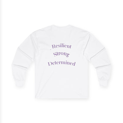 Long Sleeve Tee — Gradient Knot Logo & 'Resilient Strong Determined' Back - S & M Design Studios