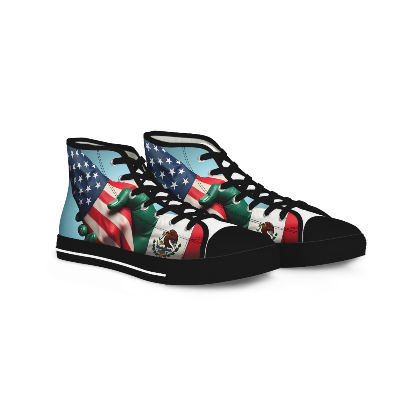 High Top Sneakers — USA & Mexico Flag Fusion Athletic Shoes - 
Bold Statement Shoes Built for Everyday Wear

Who's Your Neighbor Limeted Edition Shoes