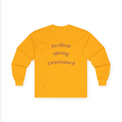 Long Sleeve Tee — Gradient Knot Logo & 'Resilient Strong Determined' Back - S & M Design Studios