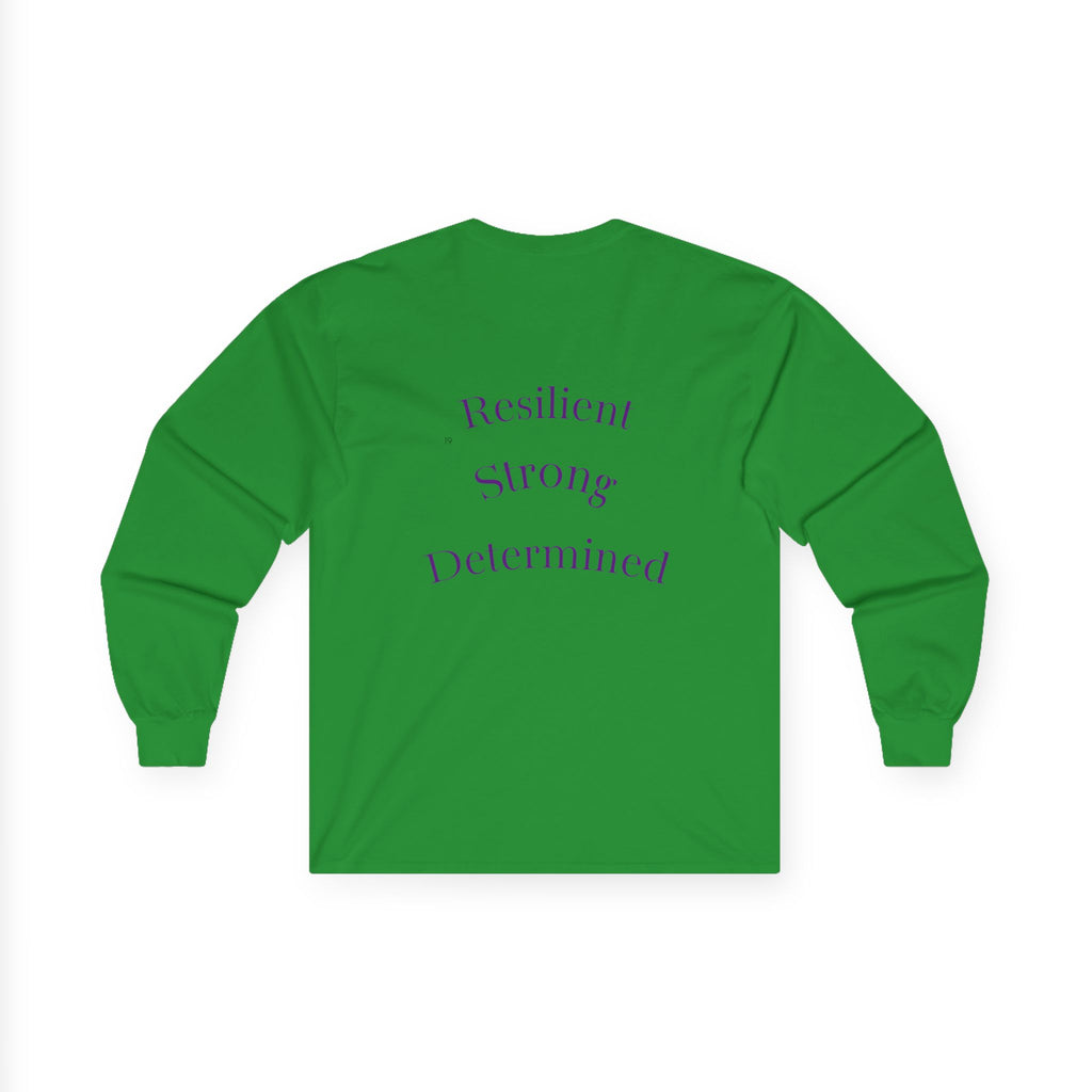Long Sleeve Tee — Gradient Knot Logo & 'Resilient Strong Determined' Back - S & M Design Studios