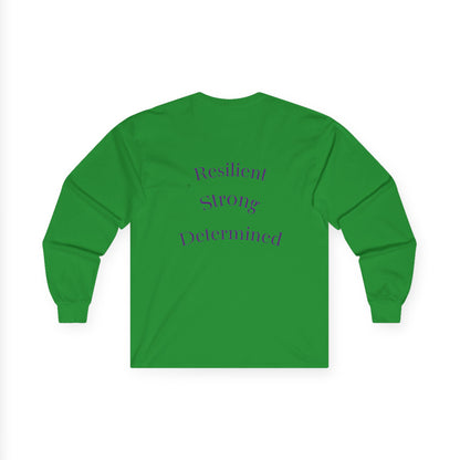 Long Sleeve Tee — Gradient Knot Logo & 'Resilient Strong Determined' Back - S & M Design Studios