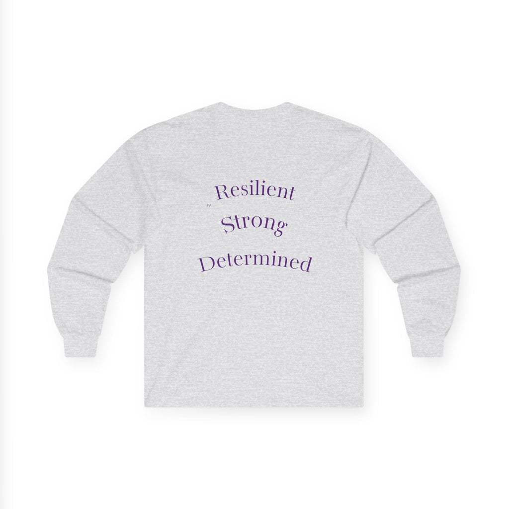Long Sleeve Tee — Gradient Knot Logo & 'Resilient Strong Determined' Back - S & M Design Studios