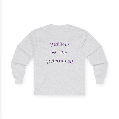 Long Sleeve Tee — Gradient Knot Logo & 'Resilient Strong Determined' Back - S & M Design Studios