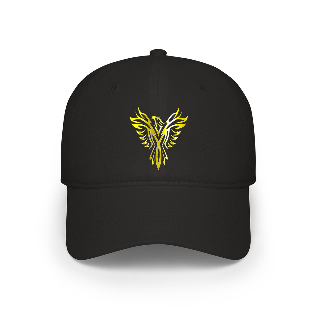 Phoenix Emblem Low Profile Baseball Cap — Yellow Tribal Phoenix Hat - S & M Design Studios