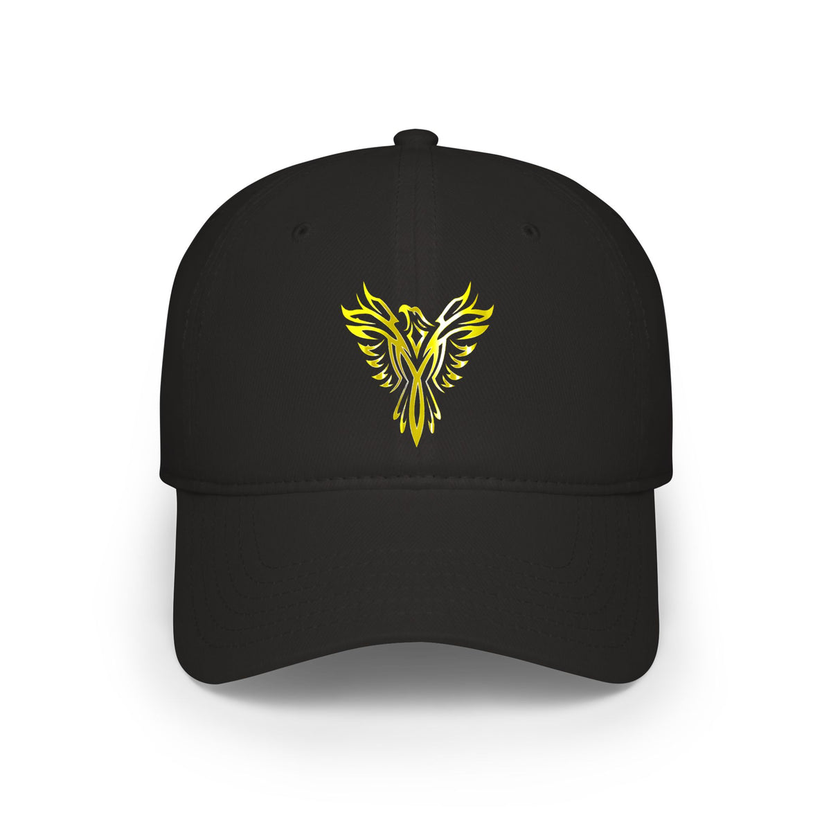 Phoenix Emblem Low Profile Baseball Cap — Yellow Tribal Phoenix Hat - S & M Design Studios