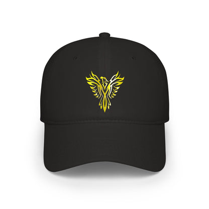Phoenix Emblem Low Profile Baseball Cap — Yellow Tribal Phoenix Hat - S & M Design Studios