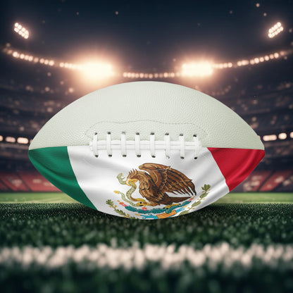 Football with Mexican flag design on a stadium background, Mexican Flag Football, Football, Glow in The Dark Football
