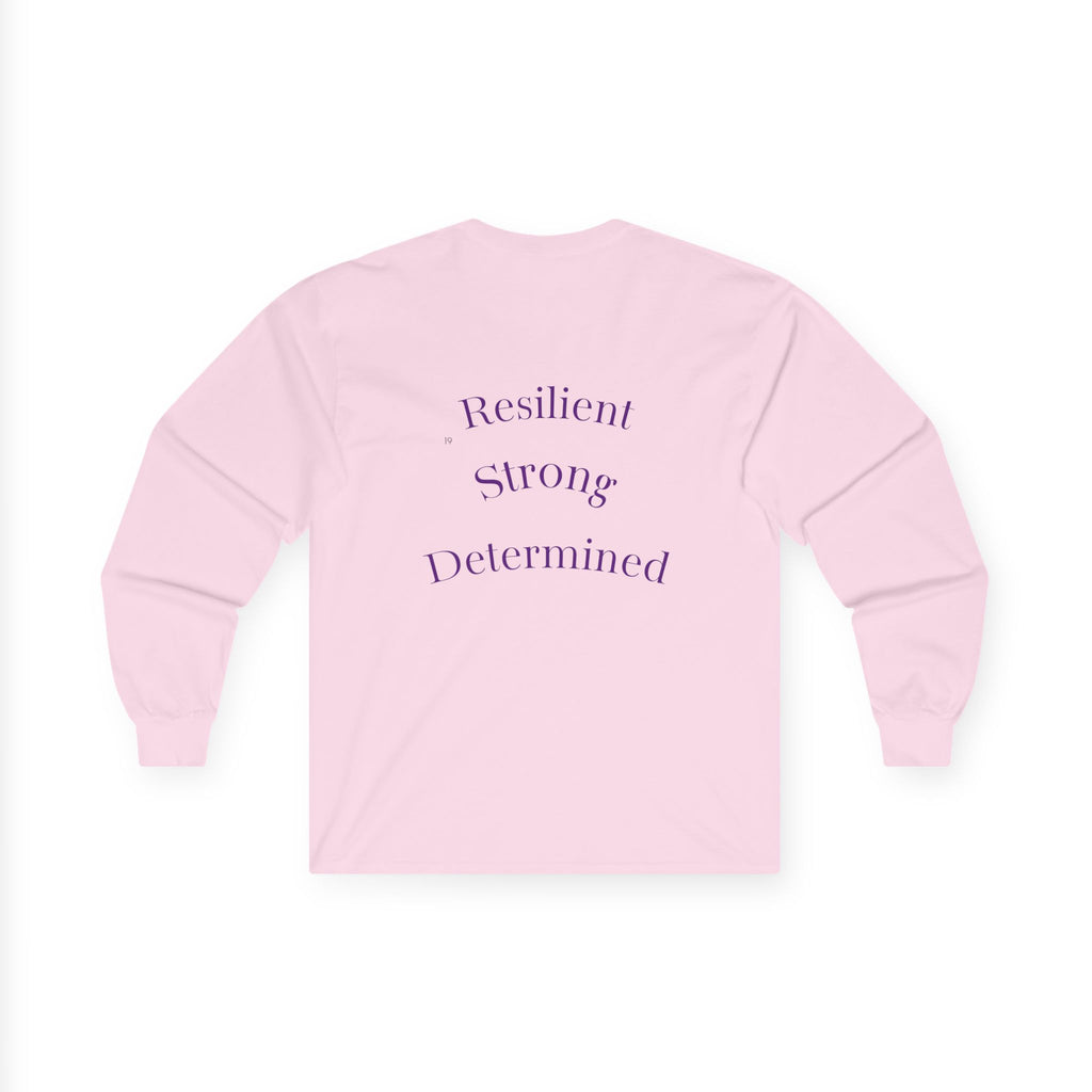 Long Sleeve Tee — Gradient Knot Logo & 'Resilient Strong Determined' Back - S & M Design Studios