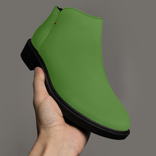Green Zipper Boots on a Grey Background