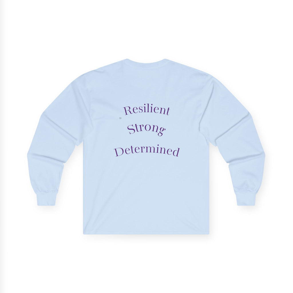 Long Sleeve Tee — Gradient Knot Logo & 'Resilient Strong Determined' Back - S & M Design Studios