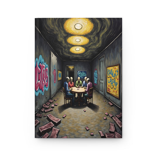 Hardcover Journal — Surreal Card Game Night Artwork - Zombie Poker