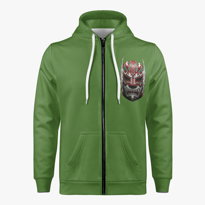 Green hoodie with a graphic design on the chest against a white background, Lucha Libre Sweatshirt