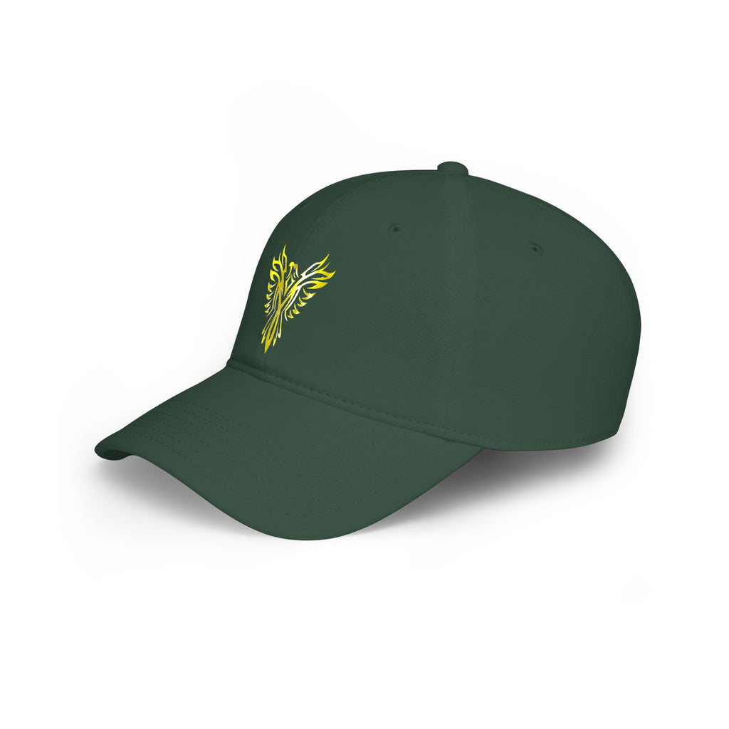 Phoenix Emblem Low Profile Baseball Cap — Yellow Tribal Phoenix Hat - S & M Design Studios