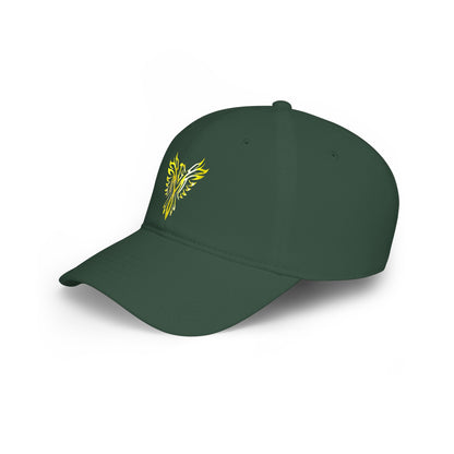 Phoenix Emblem Low Profile Baseball Cap — Yellow Tribal Phoenix Hat - S & M Design Studios