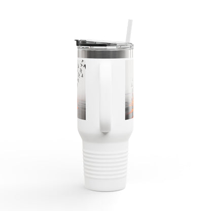 Sunset Shore with Flying Birds Travel Mug | 40oz Insulated Tumbler - S & M Design Studios