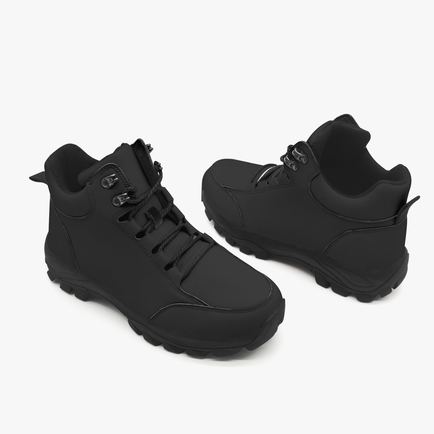 Pair of black boots on a white background