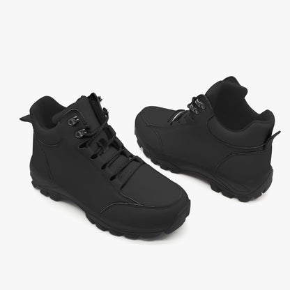 Pair of black boots on a white background