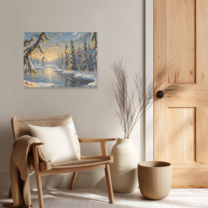 Cozy room with a wooden chair, decorative vase, and Dali inspired scene painting on the wall.