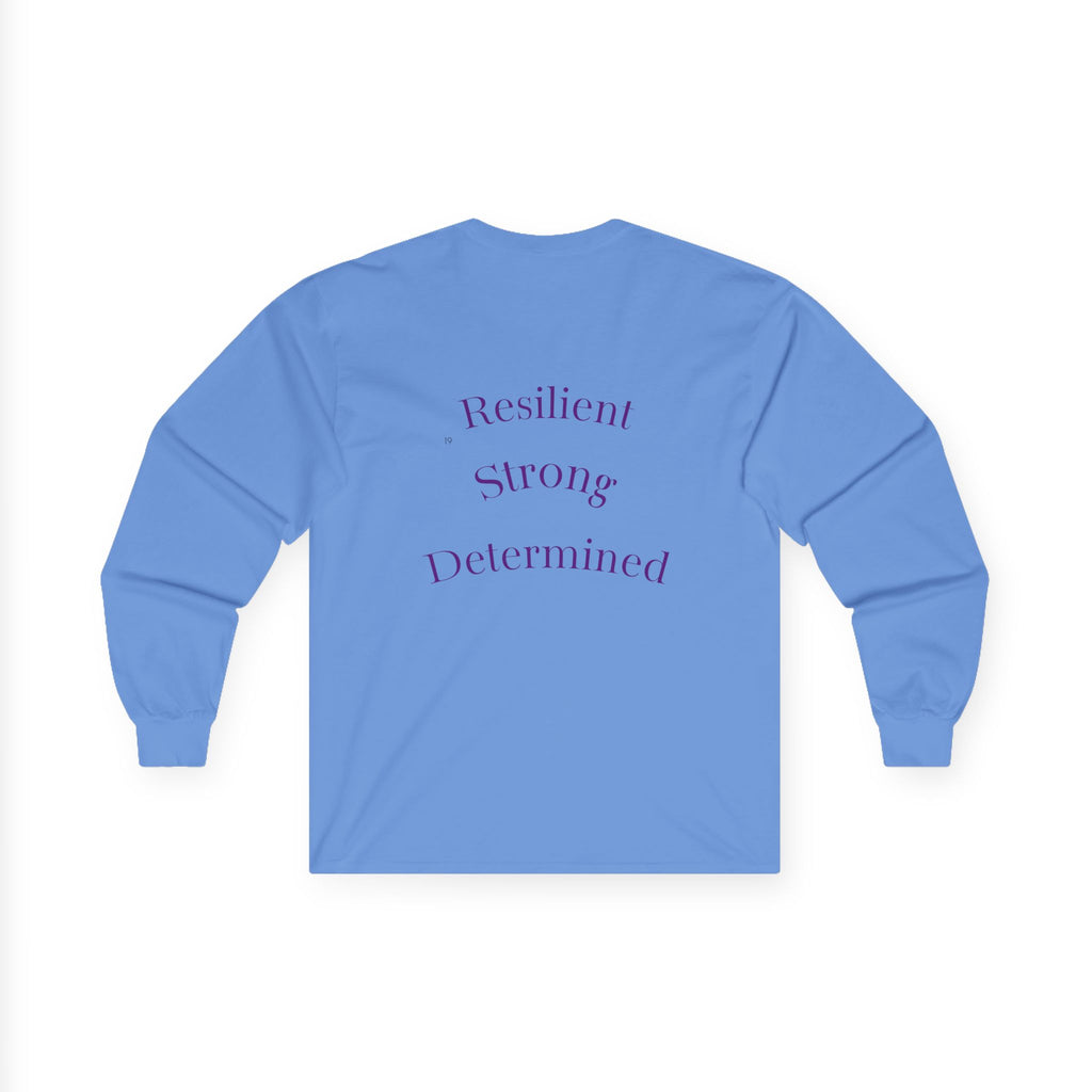 Long Sleeve Tee — Gradient Knot Logo & 'Resilient Strong Determined' Back - S & M Design Studios