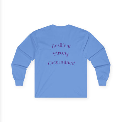 Long Sleeve Tee — Gradient Knot Logo & 'Resilient Strong Determined' Back - S & M Design Studios