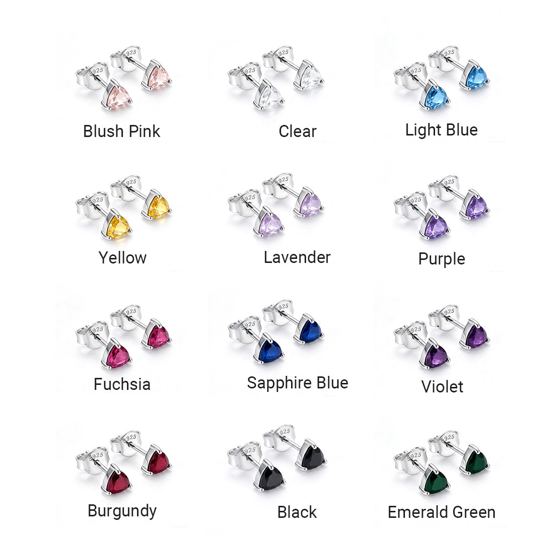 Personalized Birthstone Women Dainty Multi Shape CZ Stones 18K Gold Plated 12 Birthstone Earrings 