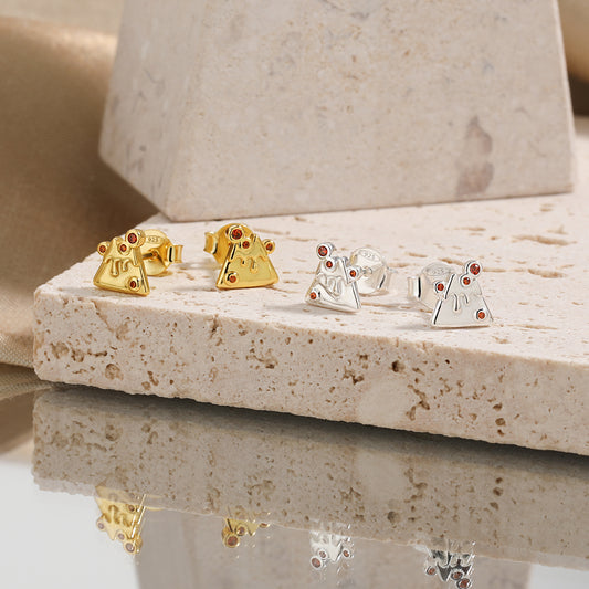 Pizza Melted Cheese Earrings- On Marble
