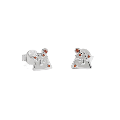 Pizza Melted Cheese Earrings- Silver- On White Background