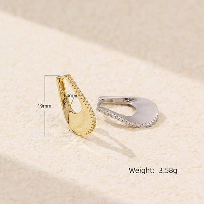 Women Elegant CZ U Shape Earrings in 925 Sterling Silver with AAA Cubic Zirconia and gold or rhodium plating