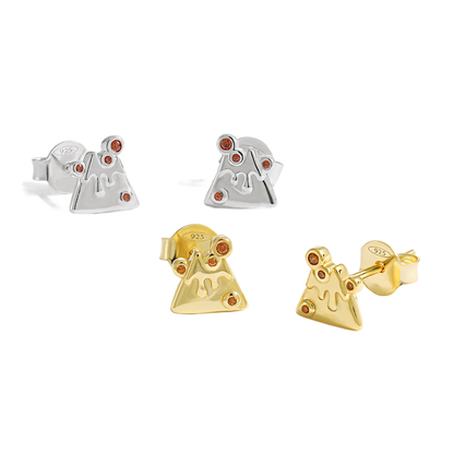 Pizza Melted Cheese Earrings- Gold- Silver- On White Background