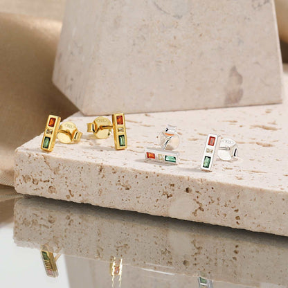 Red- Yellow- Green Traffic Light Earrings- On Marble