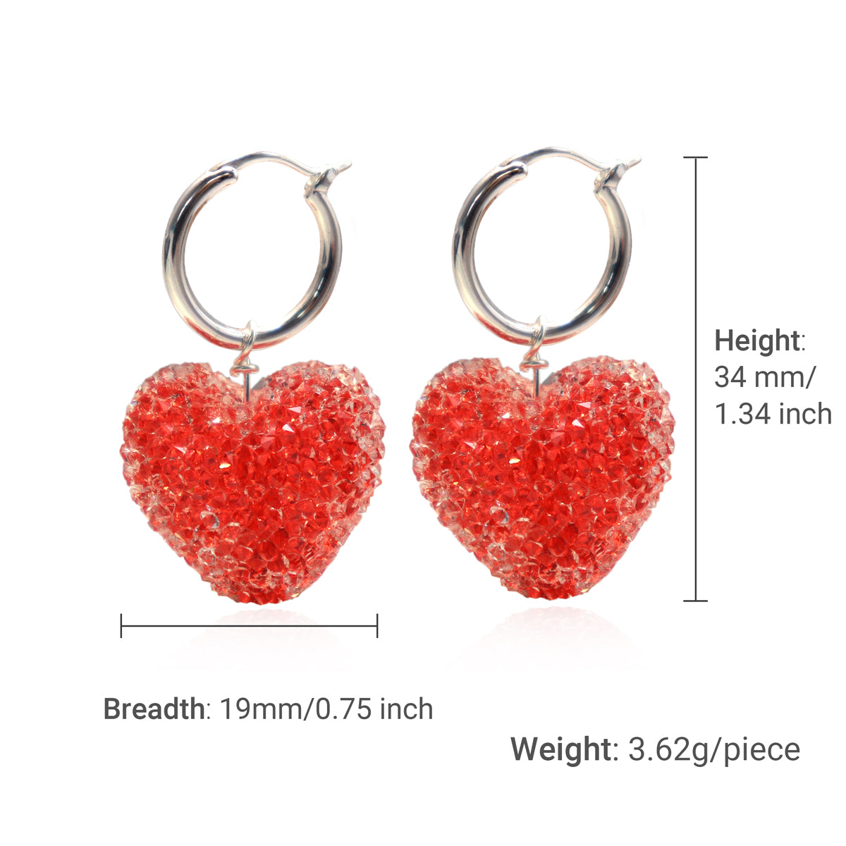 Sweet Colorful Heart Candy 925 Sterling Silver Hoop Earrings 