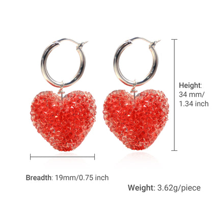 Sweet Colorful Heart Candy 925 Sterling Silver Hoop Earrings 