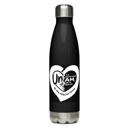 Black water bottle with a white heart-shaped logo on a white background
UNAM Water Bottle - 17oz

UNAM Pride
