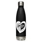 Black water bottle with a white heart-shaped logo on a white background
UNAM Water Bottle - 17oz

UNAM Pride