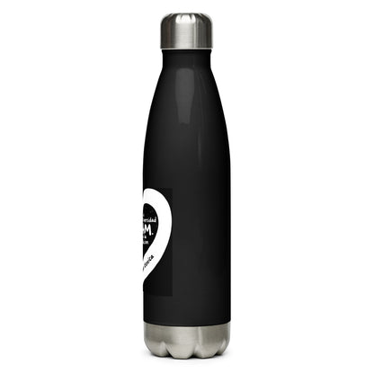Black water bottle with a white heart-shaped logo on a white background
UNAM Water Bottle - 17oz

UNAM Pride
