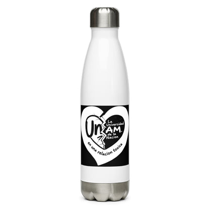 White water bottle with a white heart-shaped logo on a white background
UNAM Water Bottle - 17oz

UNAM Pride